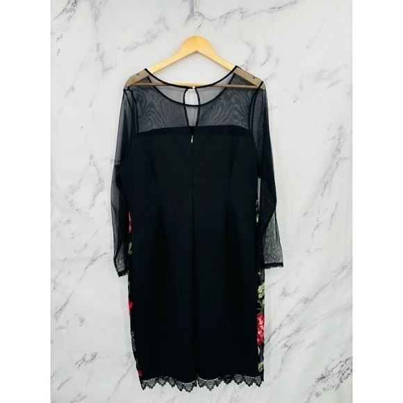 Thalia Sodi Embroidered Illusion Mesh Floral Bodycon Dress Black - Picture 5 of 5
